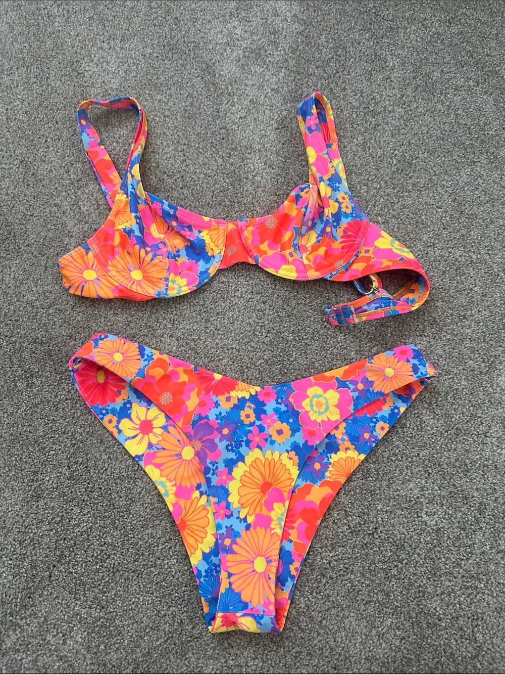 Kulani Kinis Bright Pink & Blue Floral two-Piece Swim